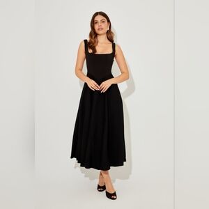 Odd muse London The Ultimate High Waist Midi Dress Square Neck Black XSmall